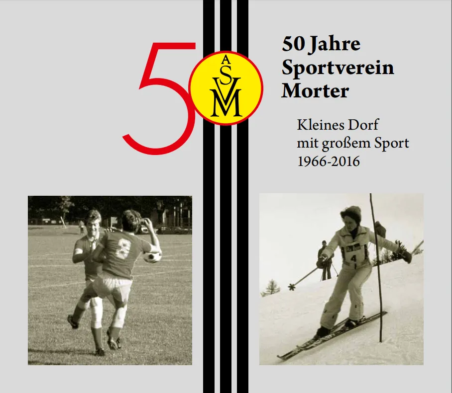 Titelseite der Vereinschronik „50 Jahre Sportverein Morter – Kleines Dorf mit großem Sport, 1966–2016“